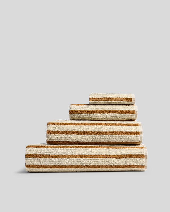 Organic Resort Stripe Towels (Butter with Honey)